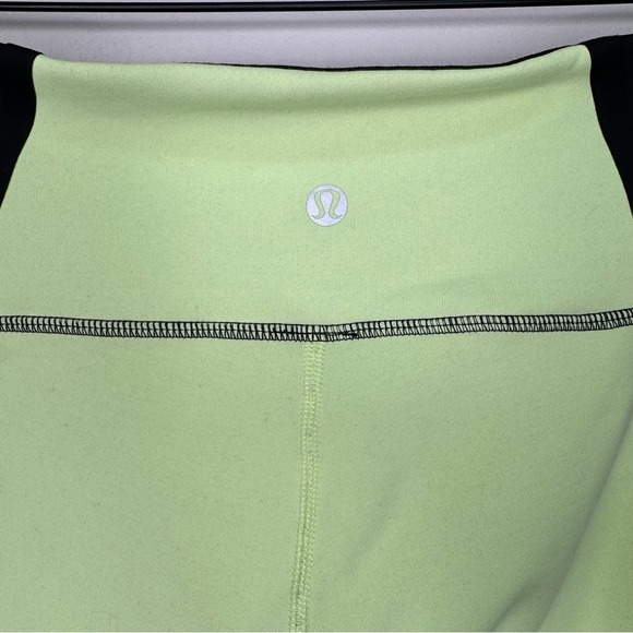 Lululemon Black Lime Green Wunder Under In  Bonded Stripe Size 10 Activewear - Picture 11 of 14
